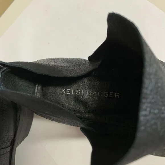 KDB black genuine leather ankle boots booties sz 7 womens