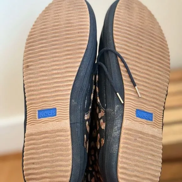 Keds Women's Black and Brown Leopard Print Shoes size 10