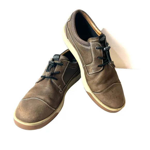 Keen Mens Sz 11 Comfort Casual Brown Leather Oxford Toggle Closure Everyday Shoe