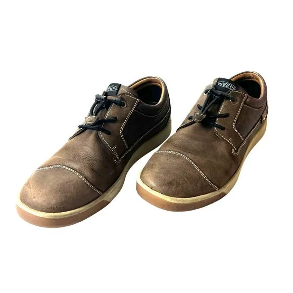 Keen Mens Sz 11 Comfort Casual Brown Leather Oxford Toggle Closure Everyday Shoe