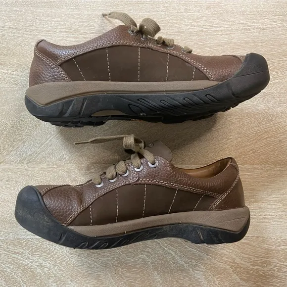 Keen Presido Brown Tan Leather Oxford Sneaker Waterproof Cushioned Supportive