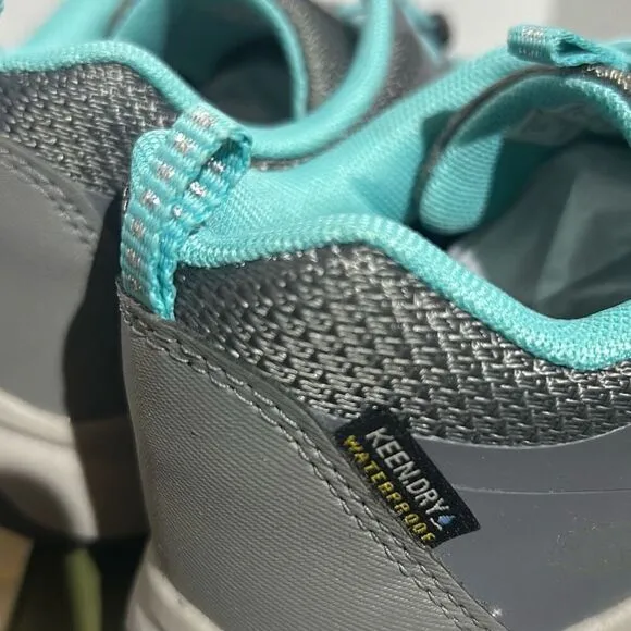 Keen wanduro waterproof sneakers no tie gray teal‎ big kid outdoor shoes