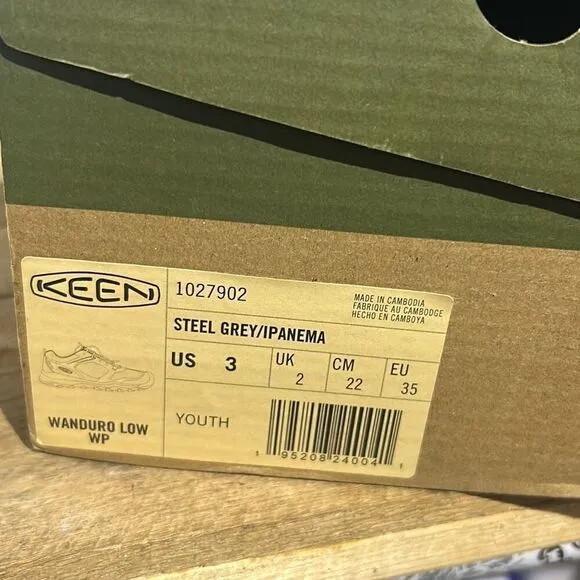 Keen wanduro waterproof sneakers no tie gray teal‎ big kid outdoor shoes