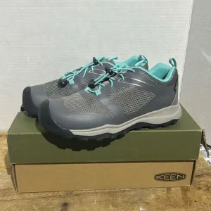 Keen wanduro waterproof sneakers no tie gray teal‎ big kid outdoor shoes