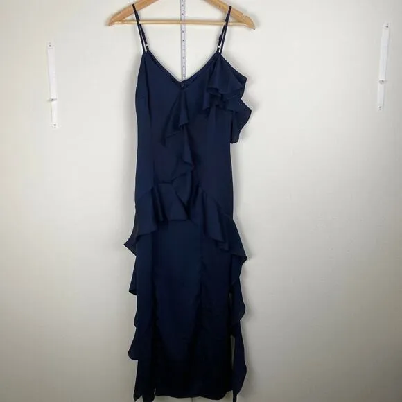Keepsake Love Bound Dress Size XS Blue Midi Guest Cocktail Ruffle Minimalist