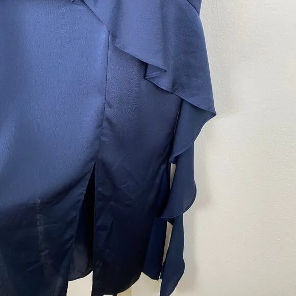 Keepsake Love Bound Dress Size XS Blue Midi Guest Cocktail Ruffle Minimalist