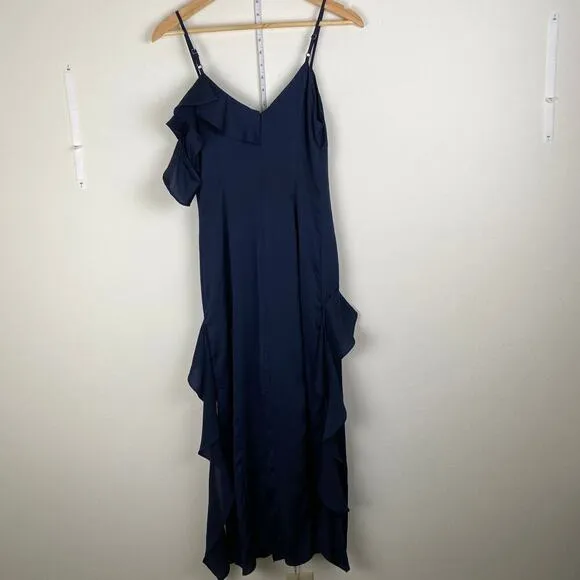 Keepsake Love Bound Dress Size XS Blue Midi Guest Cocktail Ruffle Minimalist