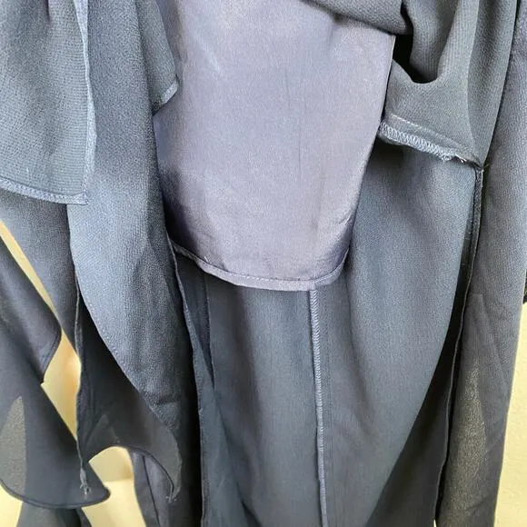 Keepsake Love Bound Dress Size XS Blue Midi Guest Cocktail Ruffle Minimalist