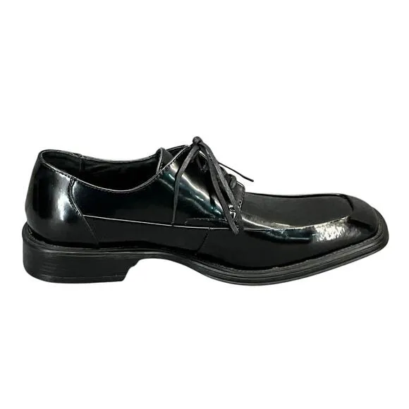 Kenneth Cole Merge Black Leather Lace Up Square Toe Oxford Dress Shoes Men 13