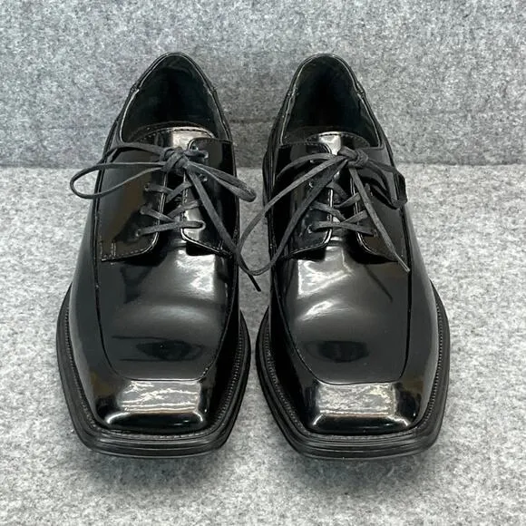 Kenneth Cole Merge Black Leather Lace Up Square Toe Oxford Dress Shoes Men 13