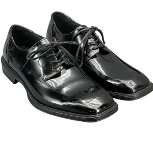 Kenneth Cole Merge Black Leather Lace Up Square Toe Oxford Dress Shoes Men 13