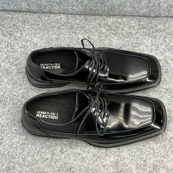 Kenneth Cole Merge Black Leather Lace Up Square Toe Oxford Dress Shoes Men 13