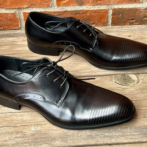 Kenneth Cole New York Straight Line Men's Leather Black Dress Shoes 13