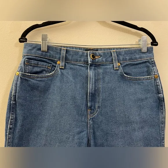 Khaite The Benny Crop Flare Jeans in Mid-Wash Blue - 29‎