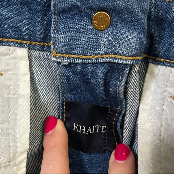 Khaite The Benny Crop Flare Jeans in Mid-Wash Blue - 29‎