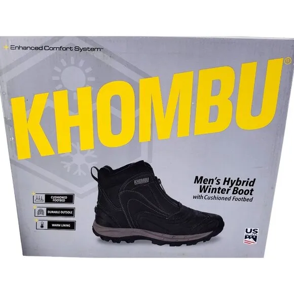 KHOMBU Boots Men's 10 Mason Outdoor Waterproof Rugged Slip-on Zipper Front Shoes
