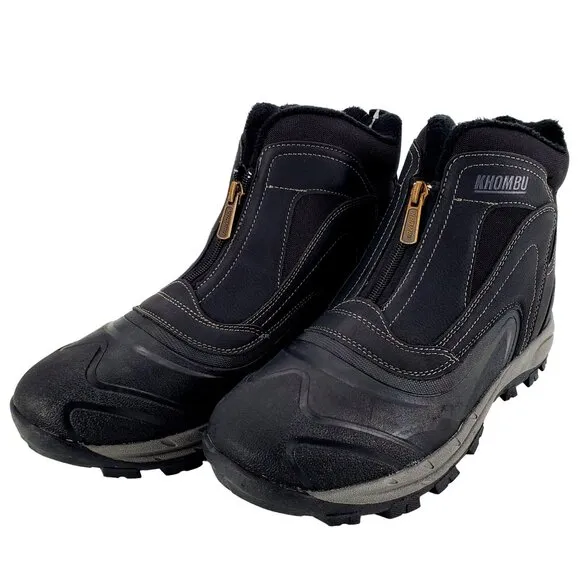 KHOMBU Boots Men's 10 Mason Outdoor Waterproof Rugged Slip-on Zipper Front Shoes