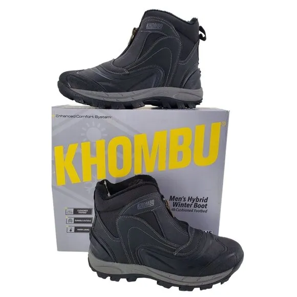 KHOMBU Boots Men's 10 Mason Outdoor Waterproof Rugged Slip-on Zipper Front Shoes
