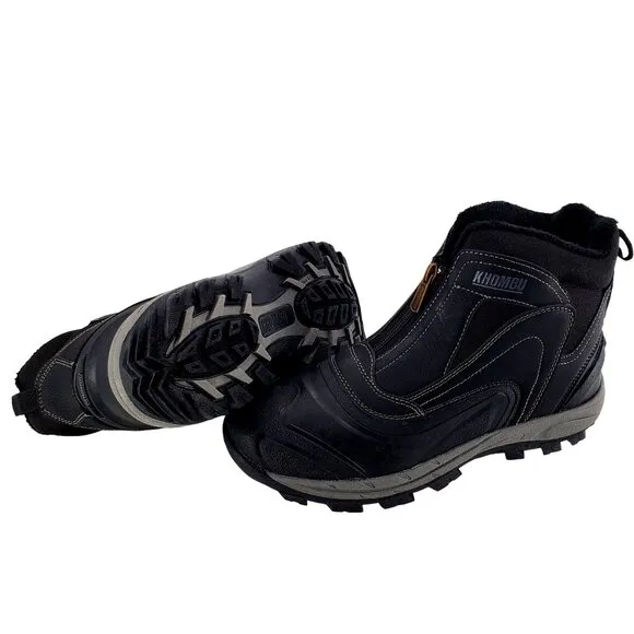 KHOMBU Boots Men's 10 Mason Outdoor Waterproof Rugged Slip-on Zipper Front Shoes