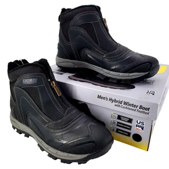 KHOMBU Boots Men's 10 Mason Outdoor Waterproof Rugged Slip-on Zipper Front Shoes