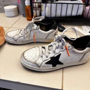 Kids White and Black Star Sneakers