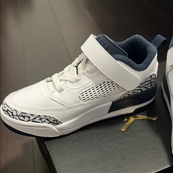 Kids White and Navy Blue Jordan Shoes -Brand New