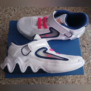 Kids White and Pink Athletic Shoes