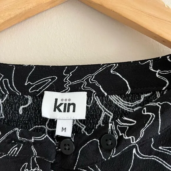 Kin black floral minimalist oversized flowy mod abstract sustainable dress