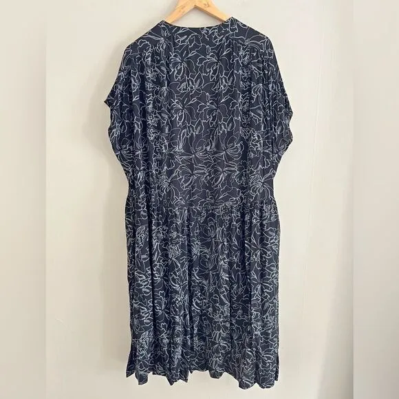 Kin black floral minimalist oversized flowy mod abstract sustainable dress