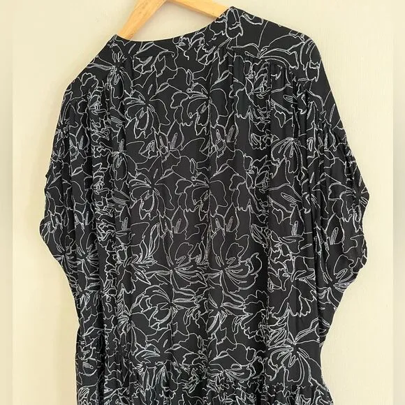 Kin black floral minimalist oversized flowy mod abstract sustainable dress