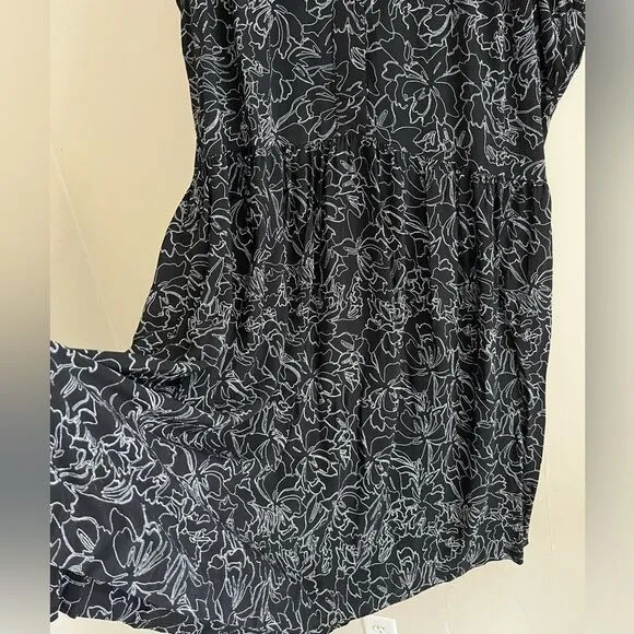 Kin black floral minimalist oversized flowy mod abstract sustainable dress