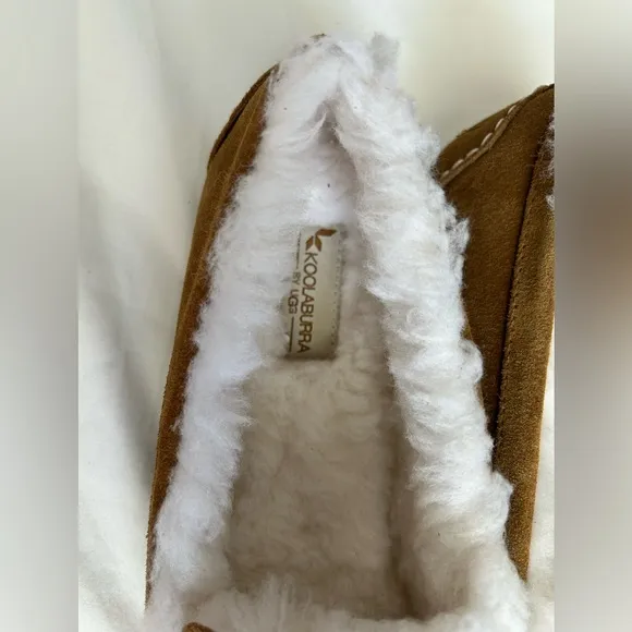 Koolabura Lezly brown suede faux fur lined slippers ladies‎  10 NEW