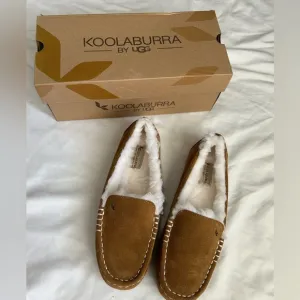 Koolabura Lezly brown suede faux fur lined slippers ladies‎  10 NEW