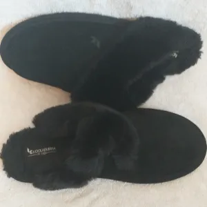 Koolaburra By Ugg Black Suede And Faux Fur Slippers Size 10 NWOT