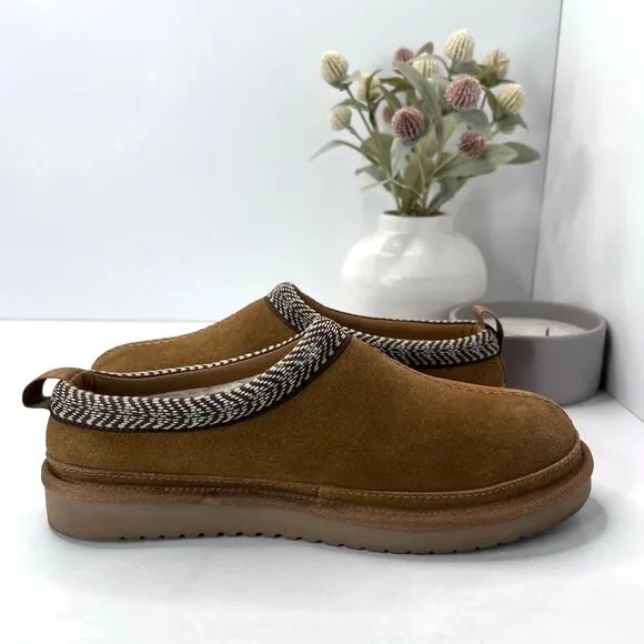 Koolaburra by UGG Burree Slip-On Suede Slippers Faux Fur Lined Chestnut Women 8
