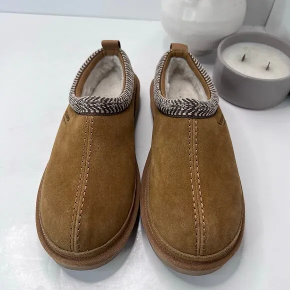 Koolaburra by UGG Burree Slip-On Suede Slippers Faux Fur Lined Chestnut Women 8