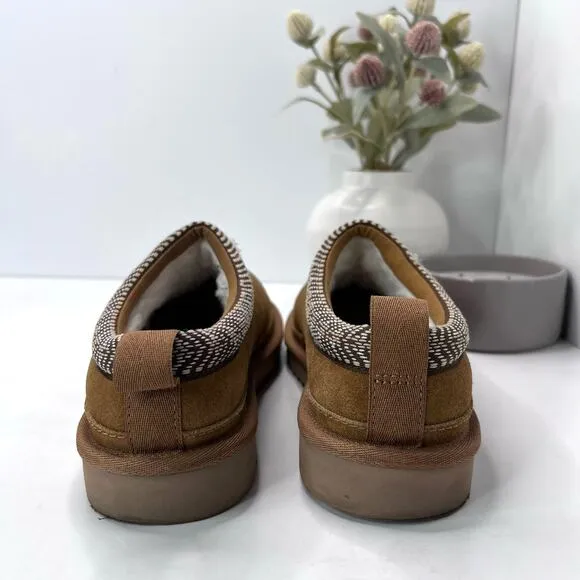 Koolaburra by UGG Burree Slip-On Suede Slippers Faux Fur Lined Chestnut Women 8