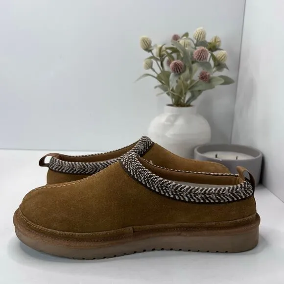Koolaburra by UGG Burree Slip-On Suede Slippers Faux Fur Lined Chestnut Women 8