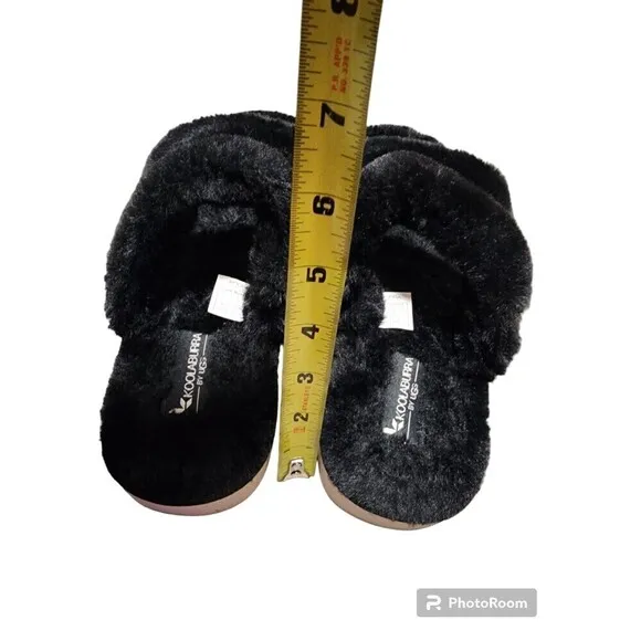 Koolaburra by UGG Fuzz-On Platform Slide Sandals Slippers Faux Fur Size 9 Black.