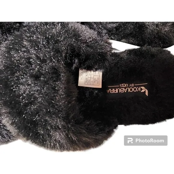 Koolaburra by UGG Fuzz-On Platform Slide Sandals Slippers Faux Fur Size 9 Black.