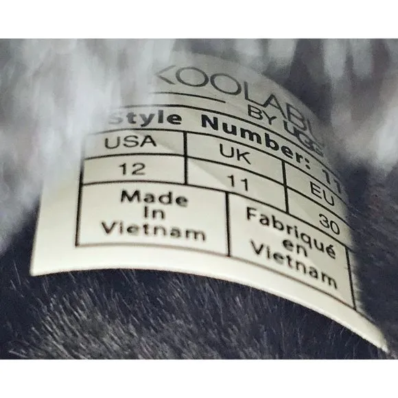Koolaburra By UGG K Fuzz'n Black Faux Fur Kid's Slippers Size 12