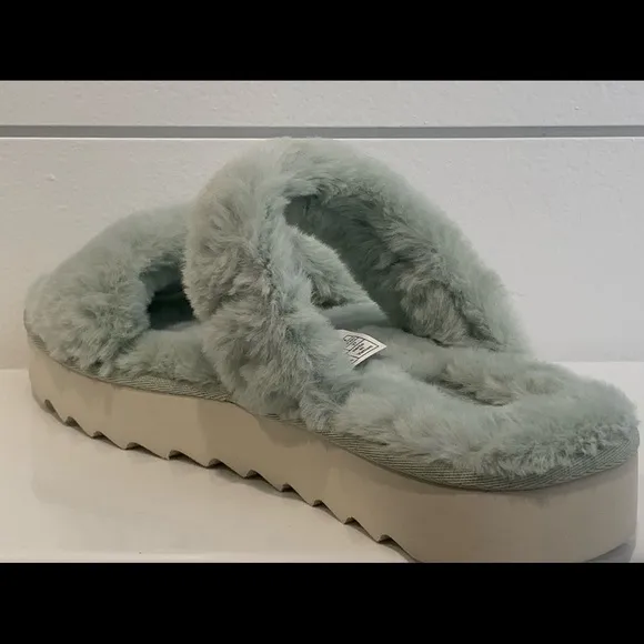𝅺koolaburra BY UGG NEW WOMEN’S FUZZ-ON SLIDE SANDALS SLIPPERS PALE AQUA