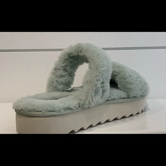 𝅺koolaburra BY UGG NEW WOMEN’S FUZZ-ON SLIDE SANDALS SLIPPERS PALE AQUA