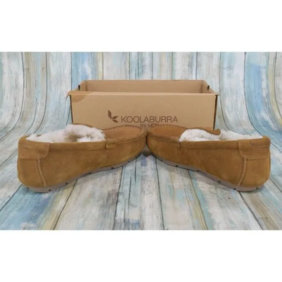 Koolaburra by UGG Tipton Men's 8 / 10 / 12 Faux Fur Slippers Brown Suede Loafers