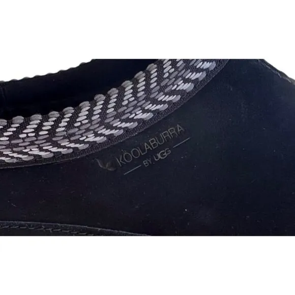 Koolaburra By UGG Women's Burree Platform Black Suede Slip-On Slippers With Chec