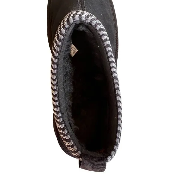 Koolaburra By UGG Women's Burree Platform Black Suede Slip-On Slippers With Chec