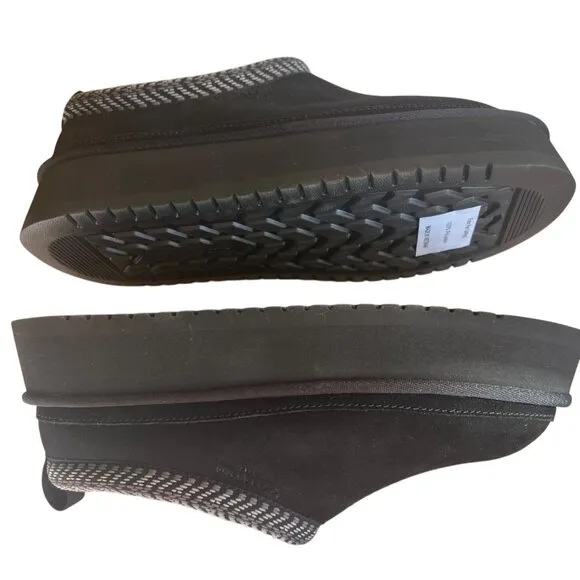 Koolaburra By UGG Women's Burree Platform Black Suede Slip-On Slippers With Chec