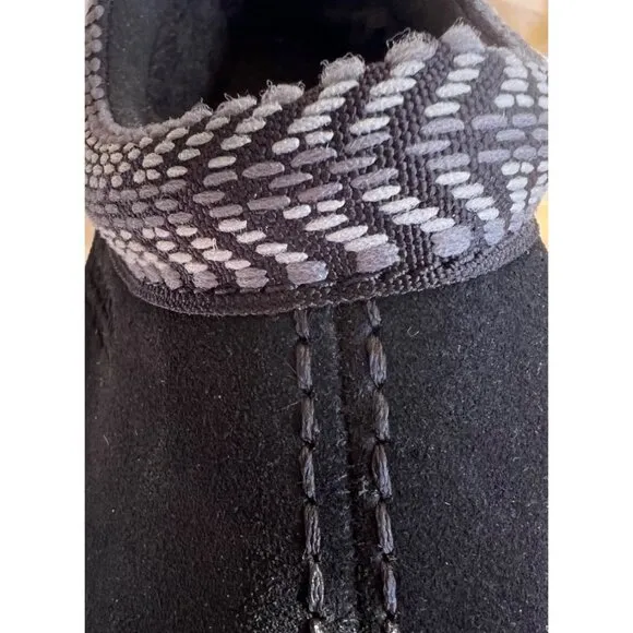 Koolaburra By UGG Women's Burree Platform Black Suede Slip-On Slippers With Chec