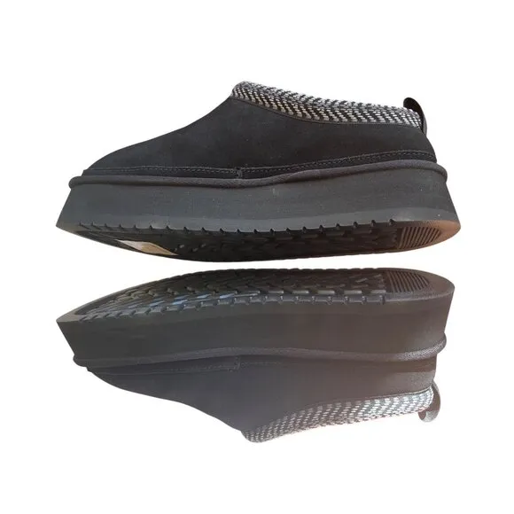 Koolaburra By UGG Women's Burree Platform Black Suede Slip-On Slippers With Chec