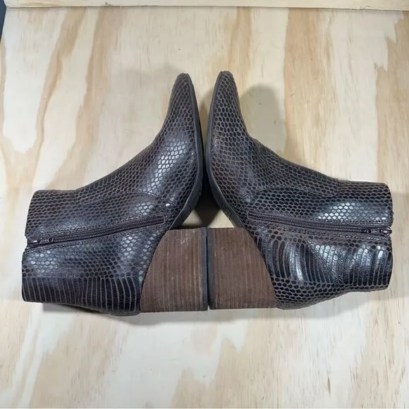Korks By Kork Ease Leyland Brown Snakeskin Print Ankle Boots Women’s Size 9